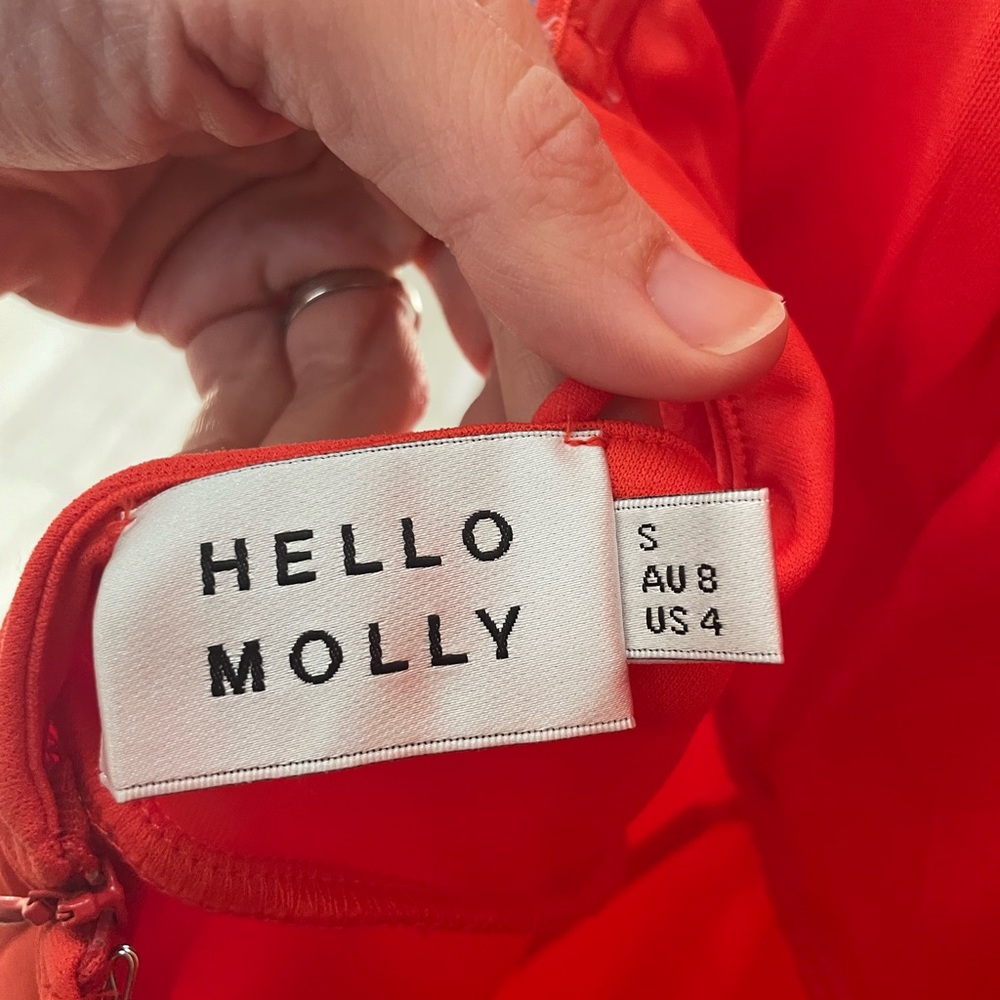 Hello Molly One Strap - One Shoulder Red Orange Dress - Picture 3 of 3